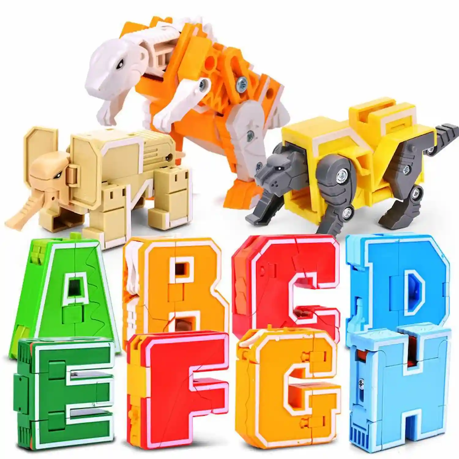 Transformer Toys Alphabet A to H, Letters_, Animal, Dinosaur Transformer Combiners Toys Learning Alphabet A to Z, Letters, Animal, Dinosaur