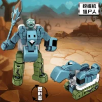 Excavator, Digger Construction Vehicle And Zombie Transformer Toy With Spear with background Excavator, Digger Construction Vehicle And Zombie Transformer Toy With Spear with background