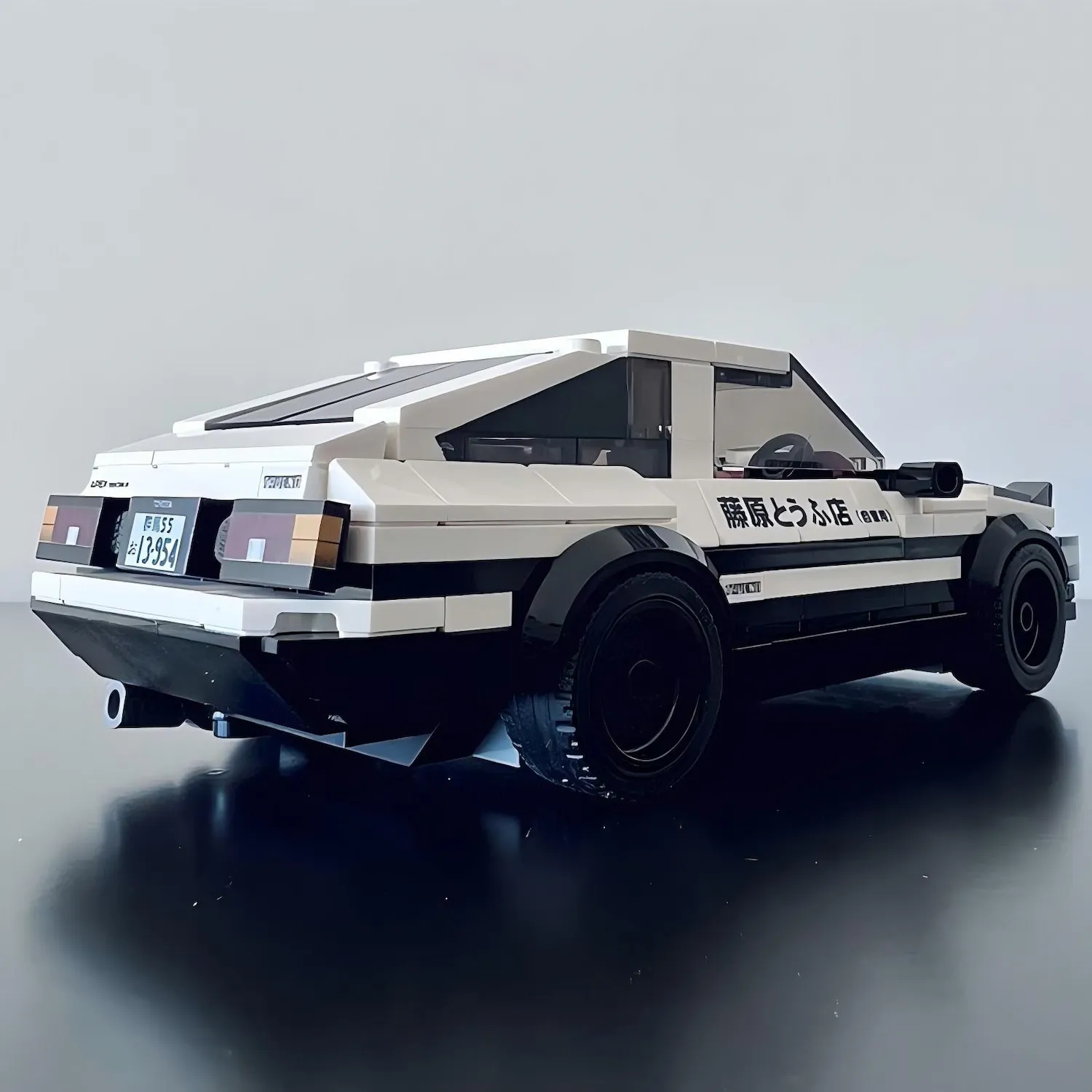 the back of MOC 90968 - Toyota AE86 Sprinter Trueno from Initial D(LEGO Alternative Bricks)