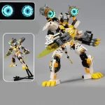 MOC – Western Polar White Tiger Ninja Mecha with Magnetically Controlled Sensor Light - Classic Size Building Blocks