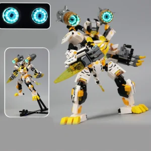 MOC – Western Polar White Tiger Mecha-LEGO Alternative Bricks with holder and blue lighting