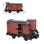 MOC – Box type freight Caboose Brake van car with cupola - Classic Size Building Blocks