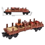 MOC – Old Western railroad freight wagon train flatcar with cargo - Classic Size Building Blocks