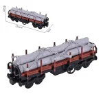 MOC – Stake Flatcar wagon with chained log/pipe load - Classic Size Building Blocks