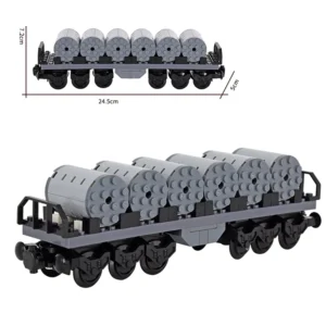 MOC – transport Flatcar Wagon with cable reels spools (LEGO Alternative Bricks) MOC – transport Flatcar Wagon with cable reels spools (LEGO Alternative Bricks)