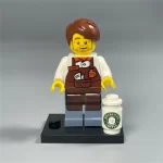 Barista Boy with Coffee drink beverage and base - Custom Printed Brick Block Figure