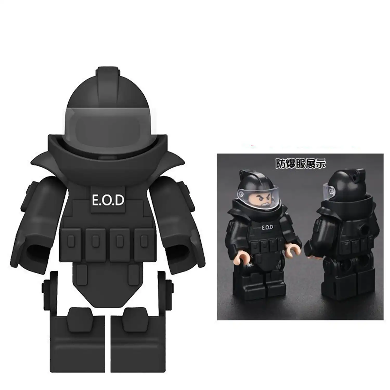 Custom Piece Miniature – EOD Explosive Ordnance Disposal suit or heavy bomb disposal suit black – 3D Print for LEGO minifigure Custom Piece Miniature – EOD Explosive Ordnance Disposal suit or heavy bomb disposal suit black – 3D Print for LEGO minifigure