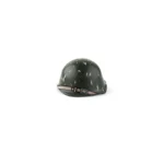 Soviet SSh 40 helmet with a depicted helmet strap and a mud-splatter or weathered finish - Custom 3D Printed Miniature Accessory Parts Pieces for Brick Block Figures