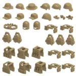 Tactical Gear military gear and equipment tan earth yellow - Custom 3D Printed Miniature Accessory Parts Pieces for Brick Block Figures