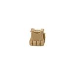 Tactical Vest Body Armor dark tan with three front pouches - Custom 3D Printed Miniature Accessory Parts Pieces for Brick Block Figures