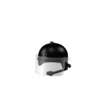 black anti riot helmet with a clear face shield and an attached microphone - Custom 3D Printed Miniature Accessory Parts Pieces for Brick Block Figures