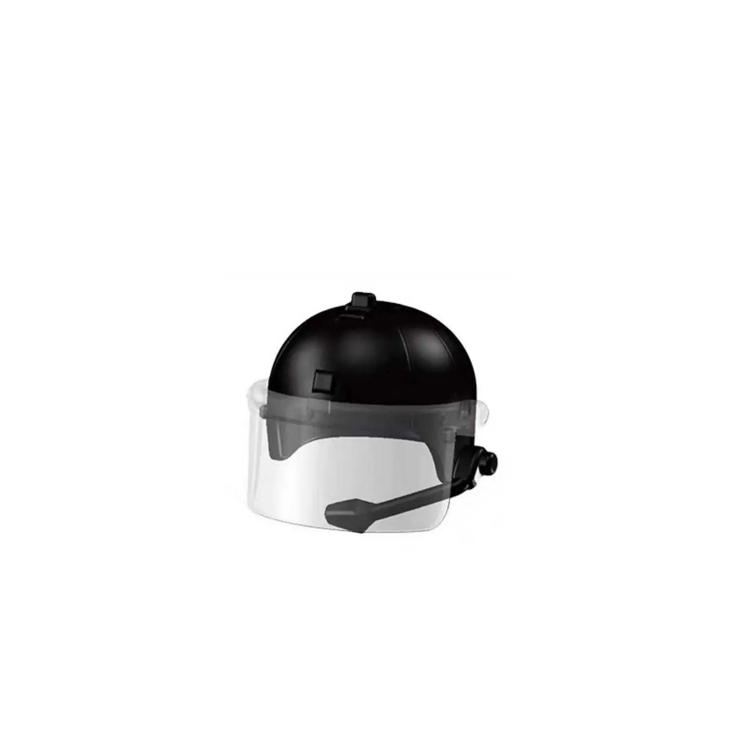 Custom Piece Miniature – black anti riot helmet with a clear face shield and an attached microphone – 3D Print for LEGO minifigure Custom Piece Miniature – black anti riot helmet with a clear face shield and an attached microphone – 3D Print for LEGO minifigure