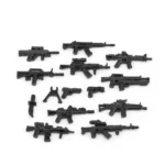 military weapons variety of modern firearms and a knife black - Custom 3D Printed Miniature Accessory Parts Pieces for Brick Block Figures