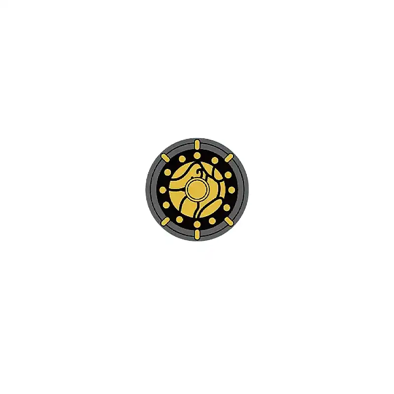 Custom Piece – gold design on a dark grey or black background round shield – 3D Print for LEGO Custom Piece – gold design on a dark grey or black background round shield – 3D Print for LEGO