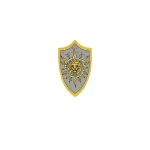 gold lion’s head surrounded by sun round shield - Custom 3D Printed Miniature Accessory Parts Pieces for Brick Block Figures