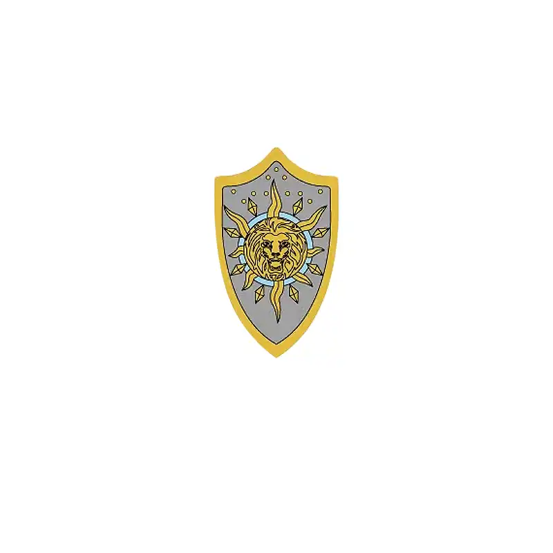 Custom Piece – gold lion's head surrounded by sun round shield – 3D Print for LEGO Custom Piece – gold lion's head surrounded by sun round shield – 3D Print for LEGO