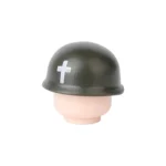 green WWII US Army Chaplain helmet - Custom 3D Printed Miniature Accessory Parts Pieces for Brick Block Figures