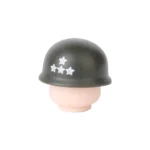 green WWII US Army Lieutenant General helmet - Custom 3D Printed Miniature Accessory Parts Pieces for Brick Block Figures