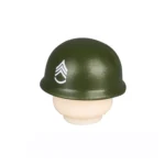 green helmet US M1 style Corporal Sergeant - Custom 3D Printed Miniature Accessory Parts Pieces for Brick Block Figures