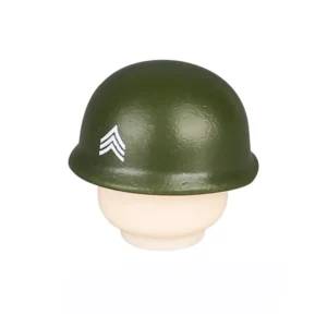 Custom Piece – green helmet US M1 style sergeant chevrons – 3D Print for LEGO minifigure Custom Piece – green helmet US M1 style sergeant chevrons – 3D Print for LEGO minifigure
