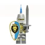 Medieval Blue Lion Knight - Custom Printed Brick Block Figure
