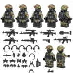5 Russian FSB Alpha Group special forces operators and weapon custom pieces - Custom Printed Brick Block Figure