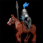 Black Falcon Knight and warhorse - Custom Printed Brick Block Figure
