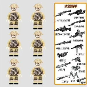 Minifigure - British Commonwealth Desert Soldiers from World War II and weapon custom pieces (LEGO Alternative) Minifigure - British Commonwealth Desert Soldiers from World War II and weapon custom pieces (LEGO Alternative)