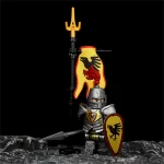 Dark Raven Knight along with a battle standard - Custom Printed Brick Block Figure