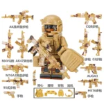 Desert Special Forces with weapon custom pieces - Custom Printed Brick Block Figure