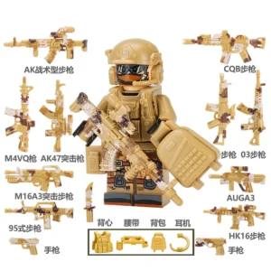 Minifigure - Desert Special Forces with weapon custom pieces (LEGO Alternative) Minifigure - Desert Special Forces with weapon custom pieces (LEGO Alternative)