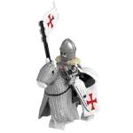 Elite Knight Templar mounted on a barded warhorse - Custom Printed Brick Block Figure
