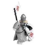 Elite Knight of the Holy Sepulchre mounted on a barded warhorse - Custom Printed Brick Block Figure
