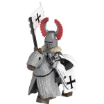 Elite Teutonic Knight mounted on a barded warhorse - Custom Printed Brick Block Figure