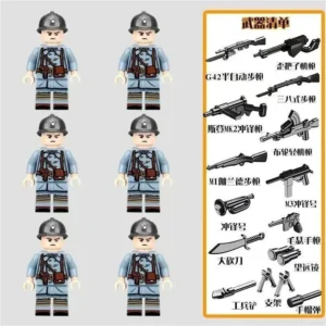 Minifigure - French Soldiers from the World War II and weapon custom pieces (LEGO Alternative) Minifigure - French Soldiers from the World War II and weapon custom pieces (LEGO Alternative)