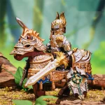Gaheris with long sword Knight of the Round Table and warhorse - Custom Printed Brick Block Figure