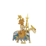 Golden royal Skeleton Cavalryman and warhorse - Custom Printed Brick Block Figure