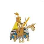 Golden royal Skeleton Cavalryman holding broadsword and warhorse - Custom Printed Brick Block Figure