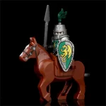 Green Dragon Knight on warhorse - Custom Printed Brick Block Figure