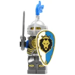 Medieval Blue Lion Knight - Custom Printed Brick Block Figure