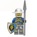 Medieval Blue Lion Knight - Custom Printed Brick Block Figure