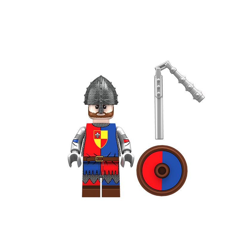 Minifigure Medieval Soldier Man-at-Arms blue red LEGO Alternative Minifigure Medieval Soldier Man-at-Arms blue red LEGO Alternative