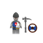 Medieval Soldier Man-at-Arms blue white - Custom Printed Brick Block Figure