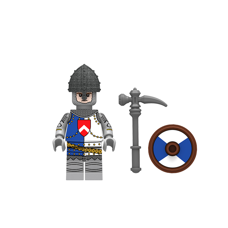 Minifigure Medieval Soldier Man-at-Arms blue white LEGO Alternative Minifigure Medieval Soldier Man-at-Arms blue white LEGO Alternative