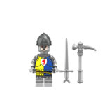Medieval Soldier Man-at-Arms blue yellow - Custom Printed Brick Block Figure