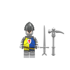 Minifigure Medieval Soldier Man-at-Arms blue yellow LEGO Alternative Minifigure Medieval Soldier Man-at-Arms blue yellow LEGO Alternative
