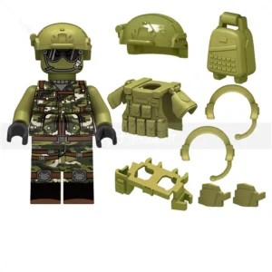 Minifigure - Modern Military Soldier Infantryman military operator and various equipment custom pieces (LEGO Alternative) Minifigure - Modern Military Soldier Infantryman military operator and various equipment custom pieces (LEGO Alternative)