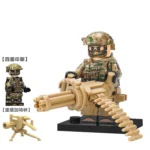 Russian Special Forces soldier and Gatling style machine gun - Custom Printed Brick Block Figure