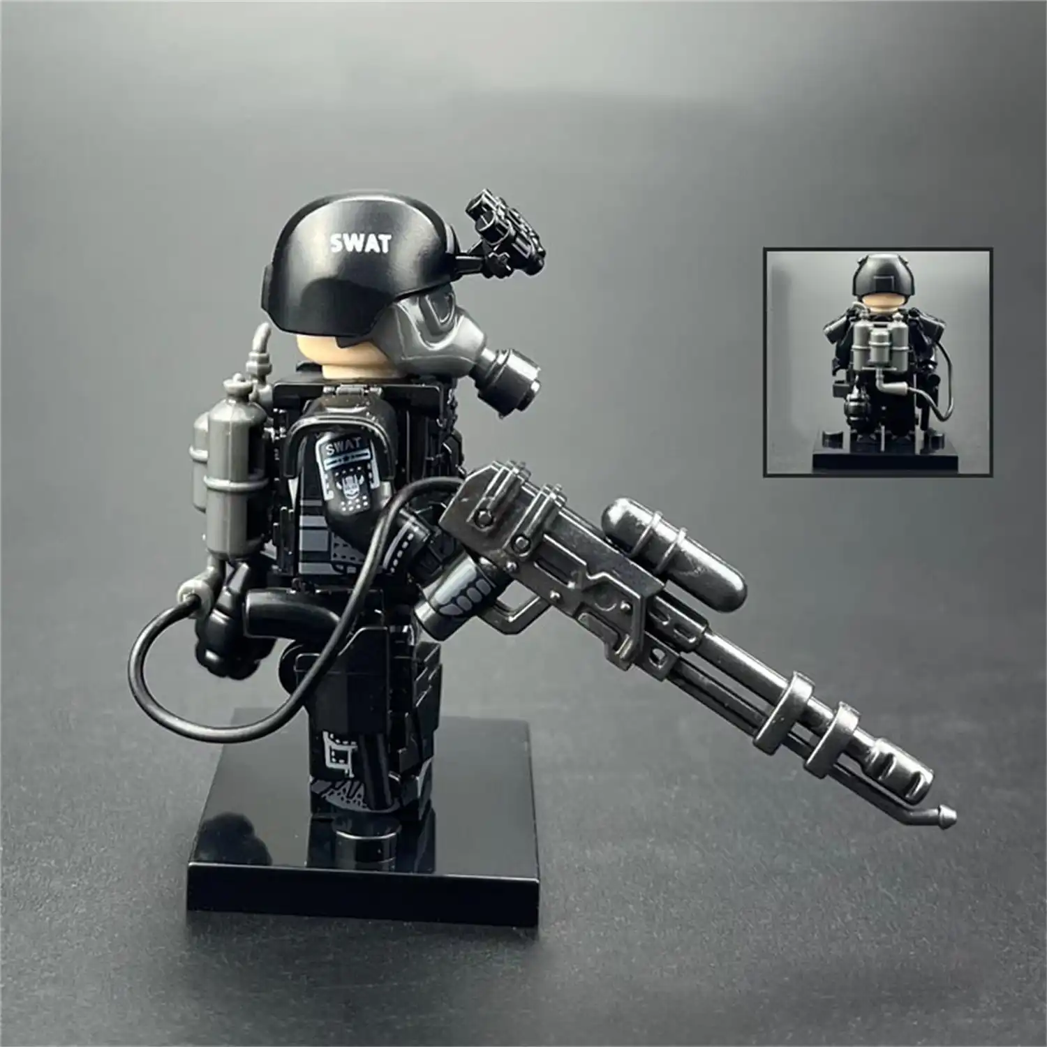 Minifigure - SWAT Special Weapons and Tactics Flamethrower Trooper Anti Riot Specialist (LEGO Alternative) Minifigure - SWAT Special Weapons and Tactics Flamethrower Trooper Anti Riot Specialist (LEGO Alternative)
