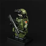 Snow Leopard Commando Unit and Assault Rifle - Custom Printed Brick Block Figure